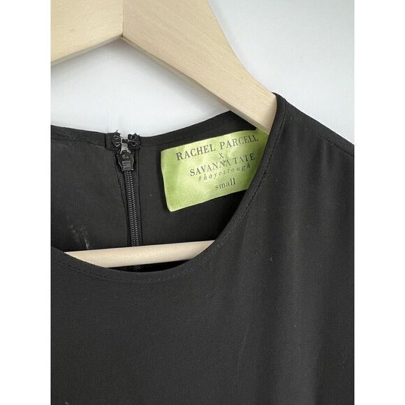 Rachel Parcell x Savanna Tate Black Pleated Shift Dress Long Sleeve Size Small - Picture 3 of 5